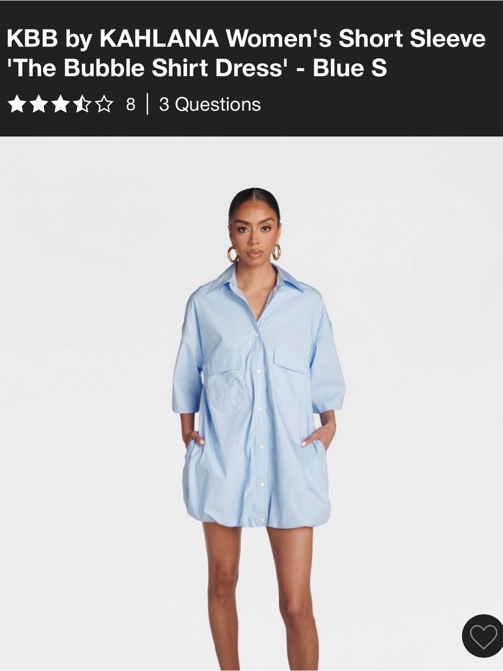 KBB by KAHLANA Light Blue Bubble Shirt Dress